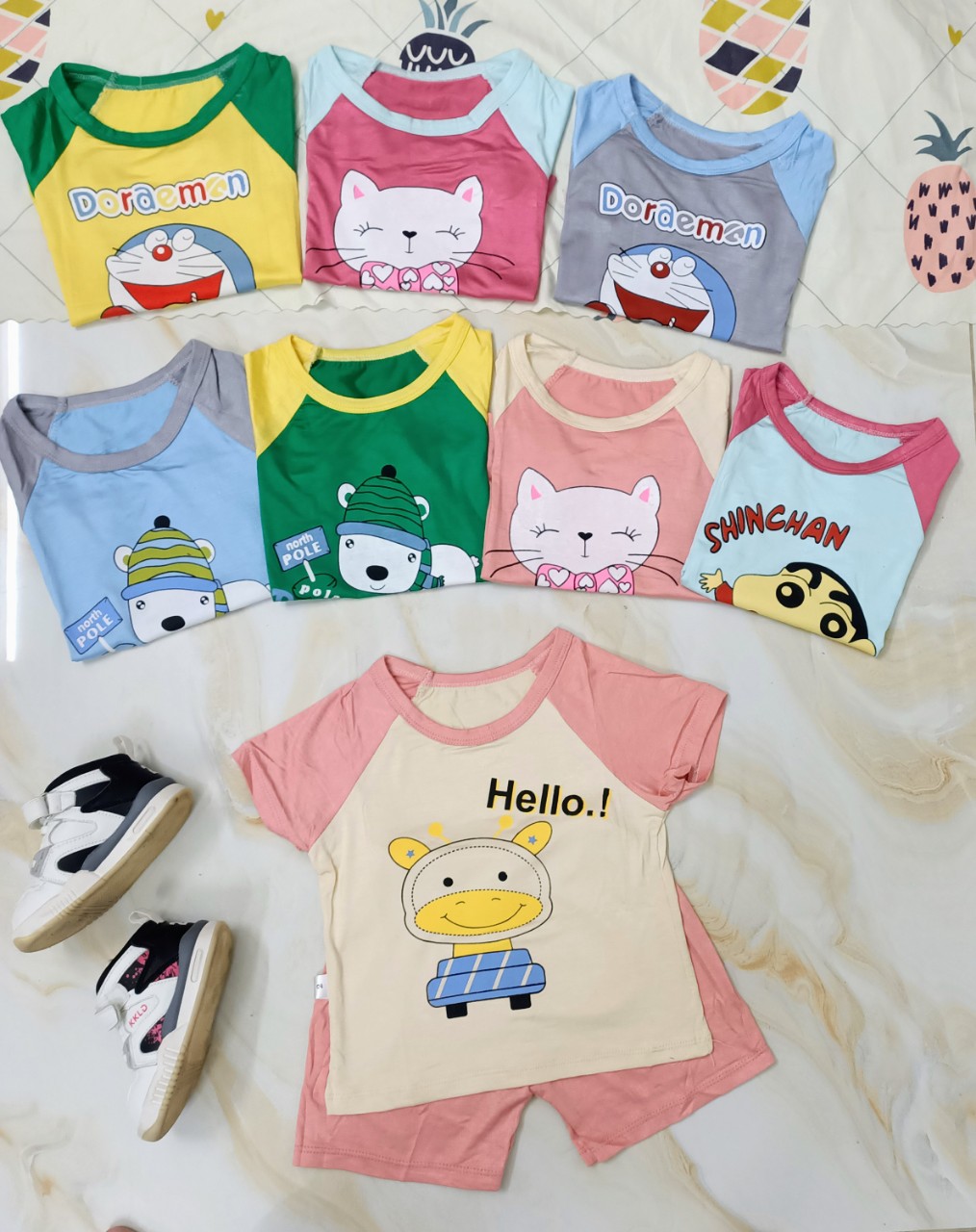Bộ thun lạnh phối màu hình thú đùi cho bé T2LM8
