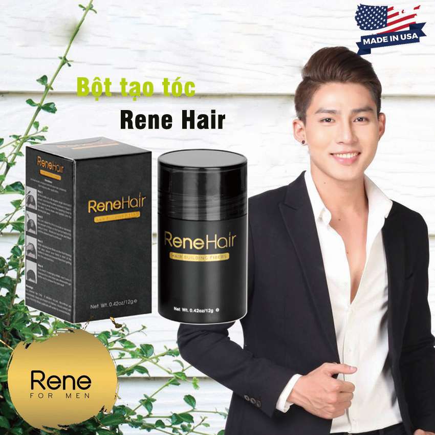 [CHÍNH HÃNG] Bột tạo dày tóc Rene Hair 12g [Giải pháp mỹ phẩm tức thời để che dấu vùng tóc mỏng, ít hay hói] - USA