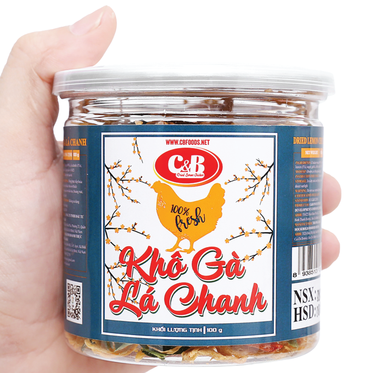 KHÔ GÀ LÁ CHANH C&B HỘP 100G