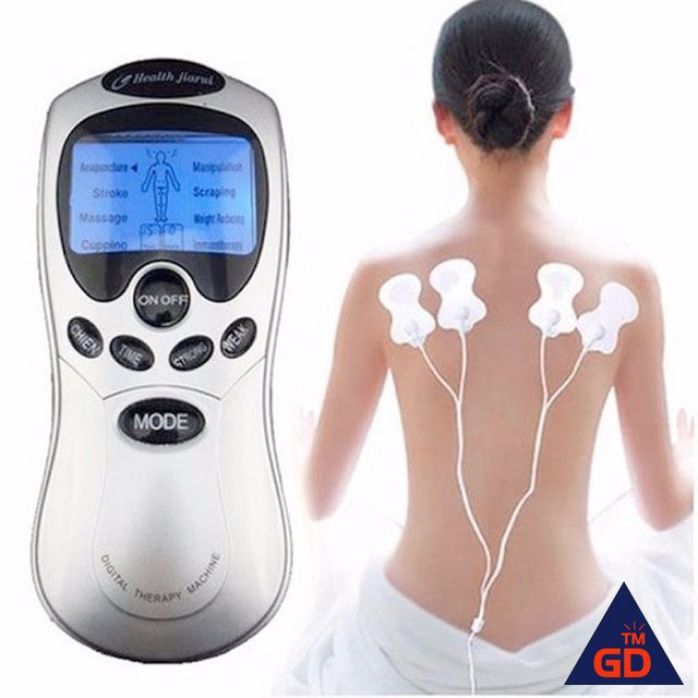 Máy massage mini Syk-208 châm cứu, xoa bóp, máy đấm, cạo gió, giác hơi giải tỏa căng thẳng 4 miếng dán Đa Năng