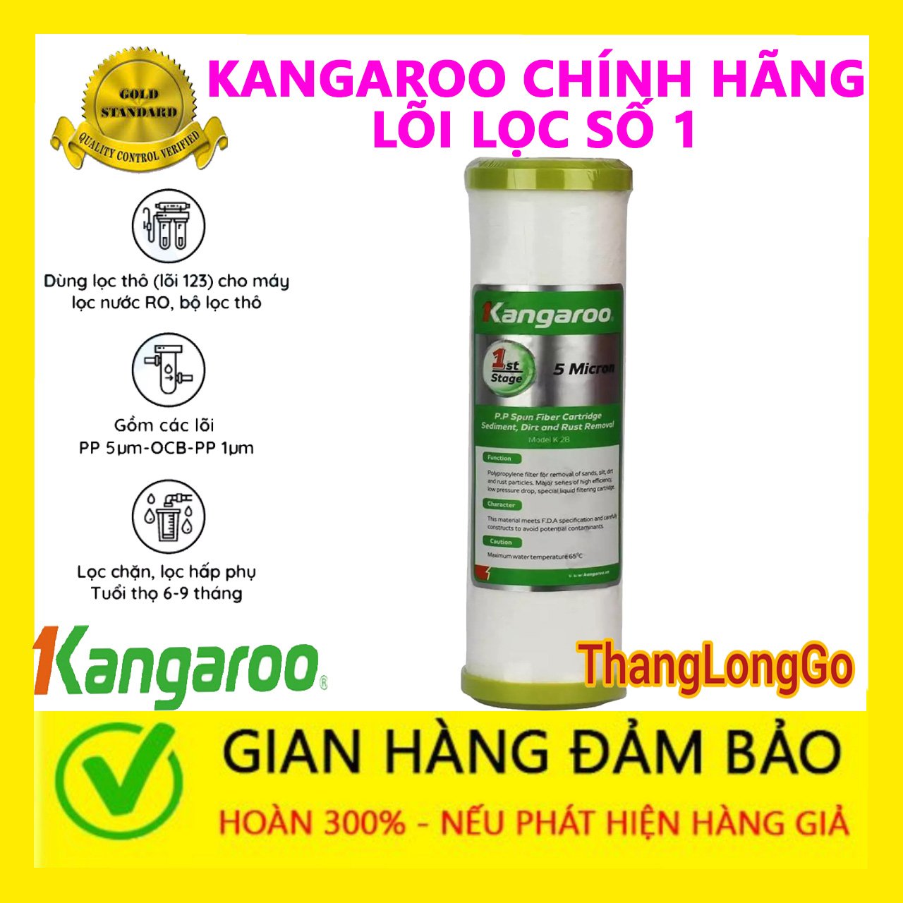 LÕI LỌC NƯỚC KANGAROO SỐ 1 2 3