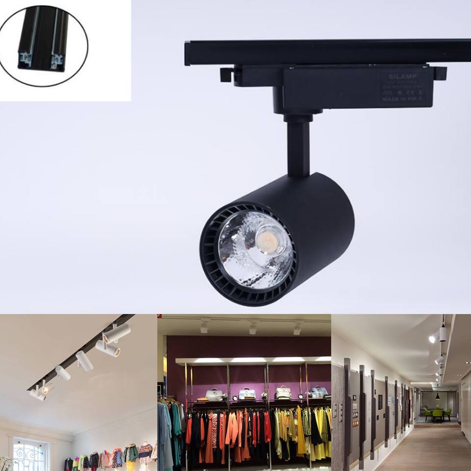Đèn led chiếu điểm thanh ray 20W vỏ đen ánh sáng trắng