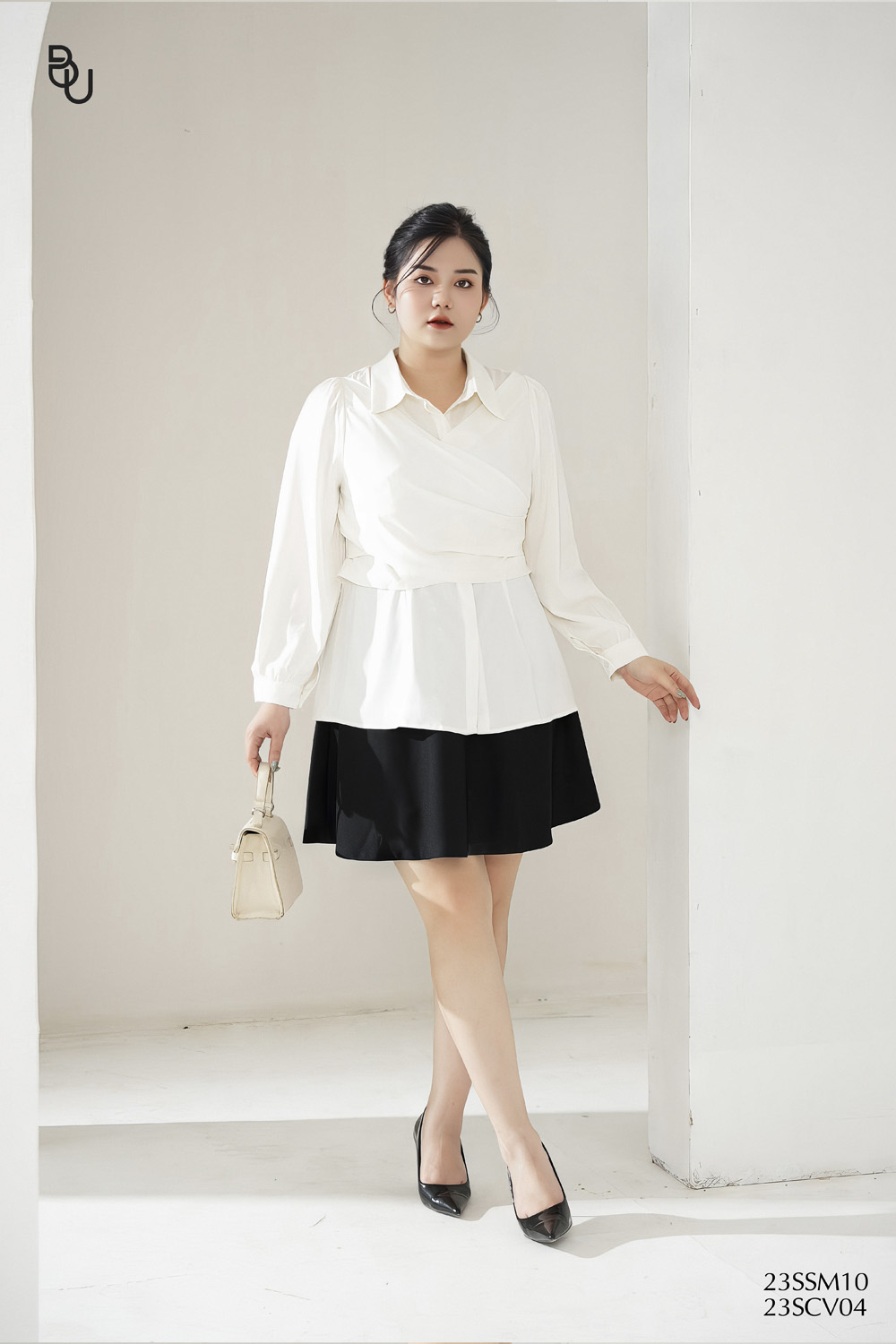 Áo sơ mi đắp chéo eo BIGSIZE (55kg đến 95kg) - 23SSM10 - [BUstu Bigsize]