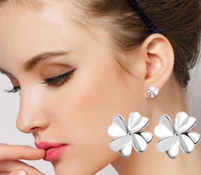 BÔNG TAI BẠC NỮ HOA CỎ 4 CÁNH - YES097