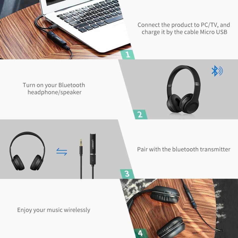 Bộ phát Bluetooth 4.2 Ugreen 40761 cổng 3.5mm Cho Tivi, Máy Tính