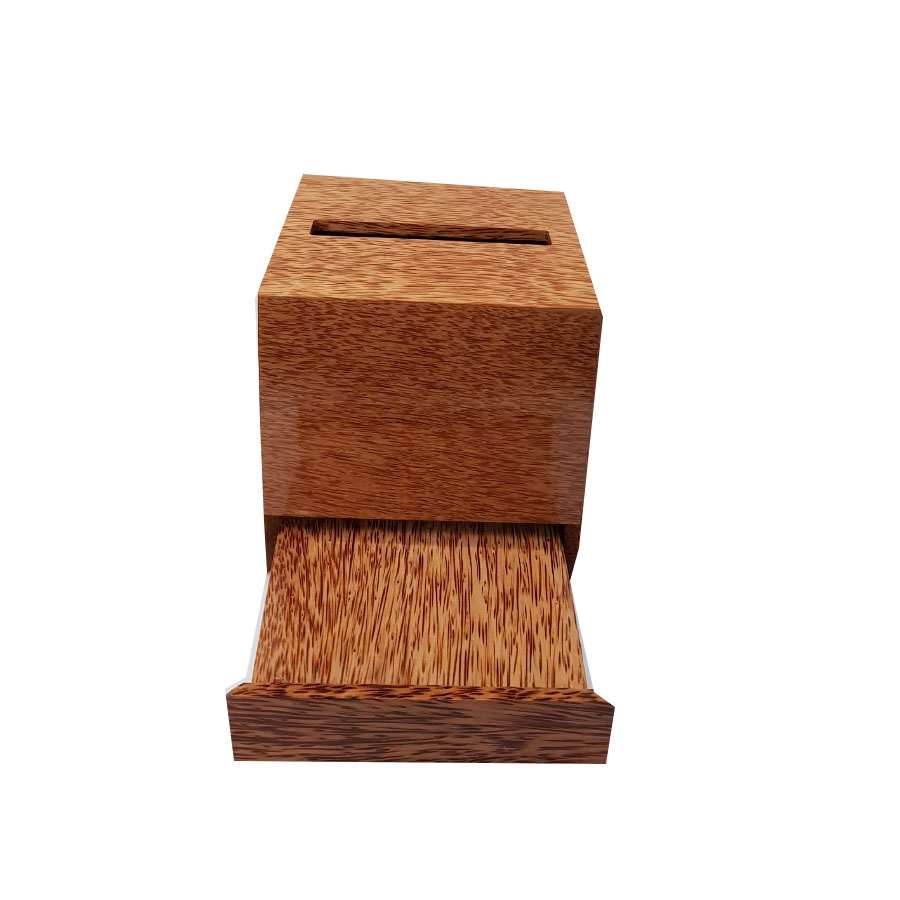 Hộp đựng khăn giấy vuông gỗ dừa ( khe dài)