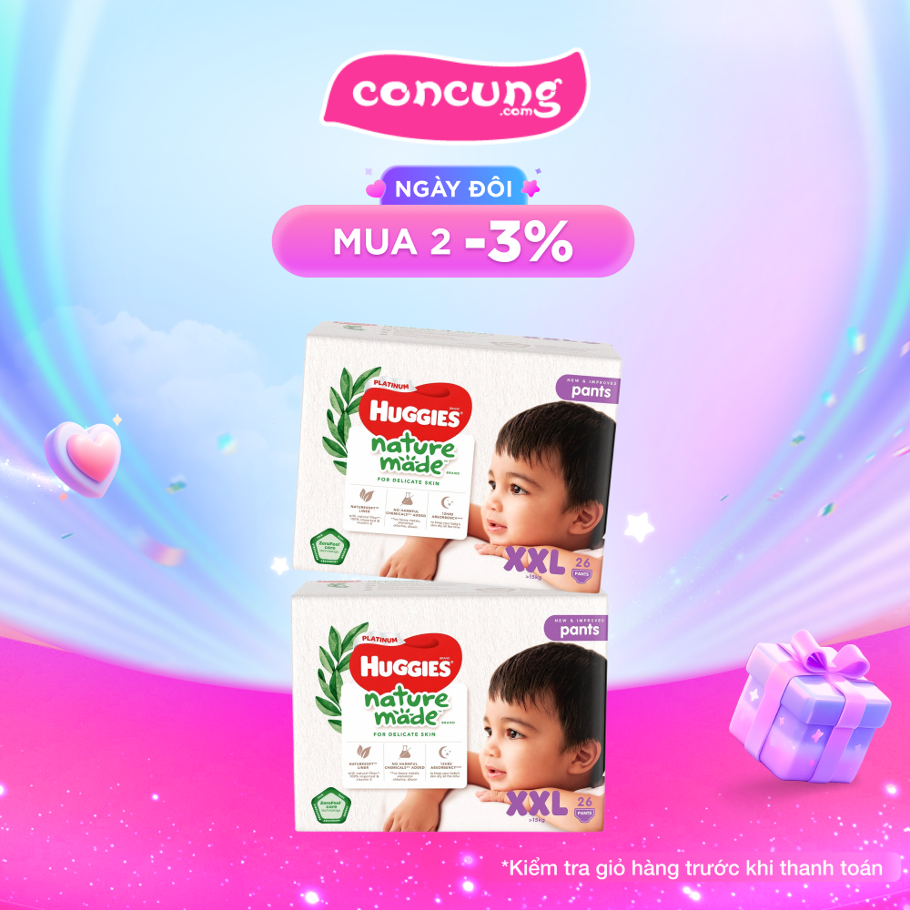 Tã quần siêu cao cấp Huggies Platinum Nature Made XXL 26 miếng