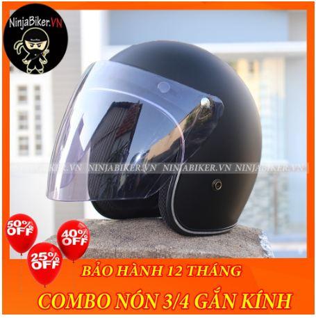 Mũ bảo hiểm 3/4 - nhiều màu kèm kính 3/4 lớn