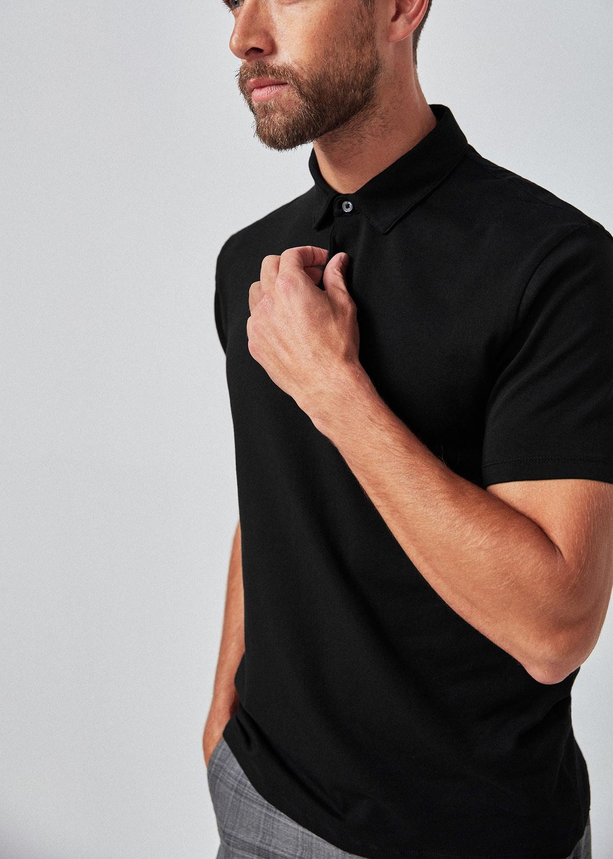 [HCM]Áo Thun Nam Casual 1st - Polo Tay Ngắn Đen Trơn Cotton 100%