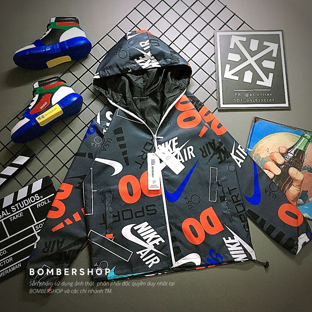 [Ảnh + video thật] Áo khoác dù style thễ thao phối full LOGO
