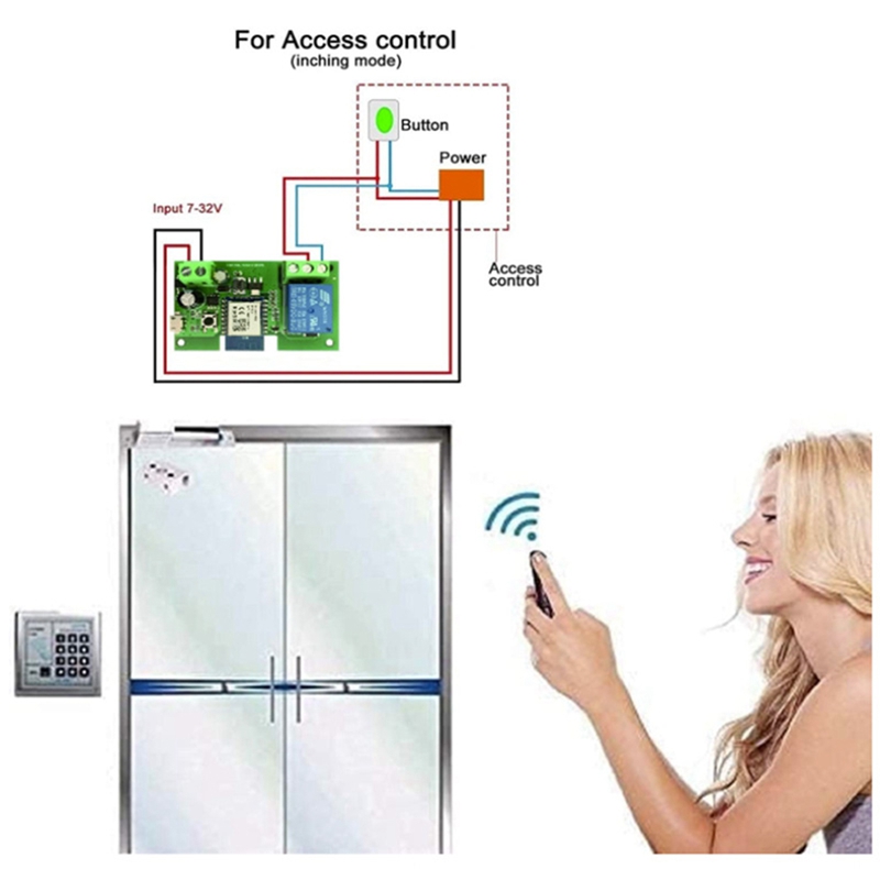 1CH RF Smart Switch 7-32V AC DC WIFI Tuya Remote Control 433 Light Switch 10A Rele Relay Self-Locking Interlock Inching