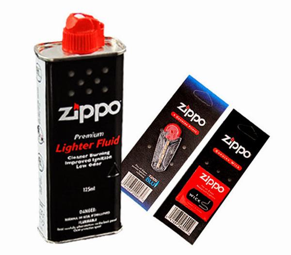 Bộ 3 món phụ kiện Xăng Bấc Đá Zippo ( có tem phản quang trên nắp )