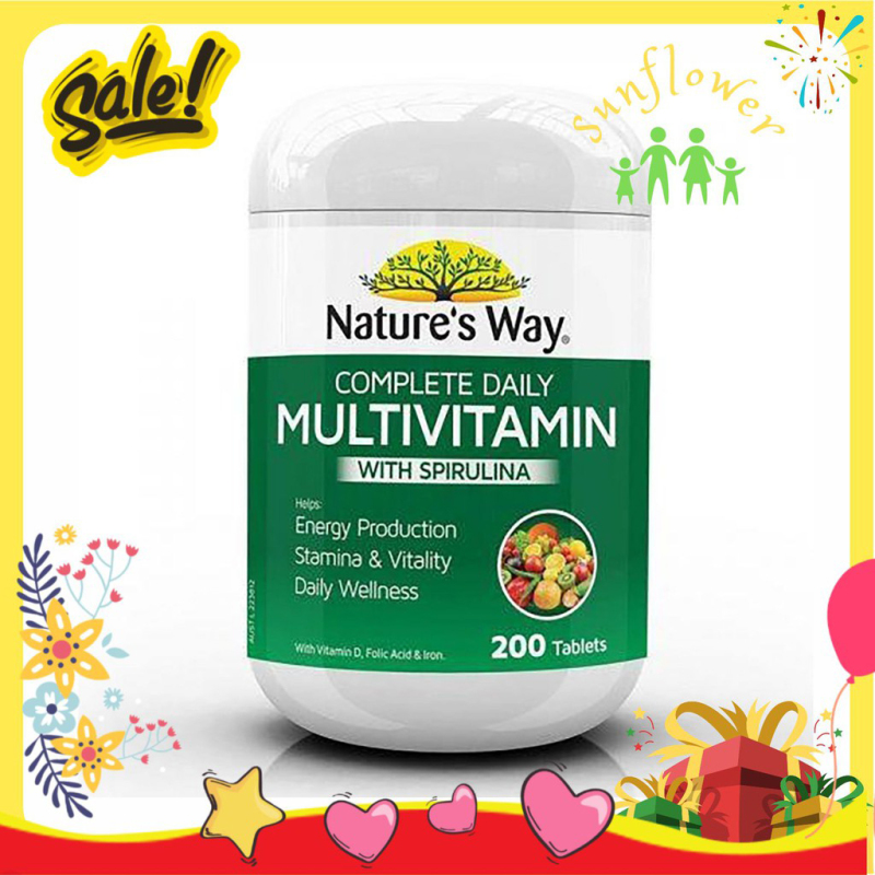 Vitamin tổng hợp & tảo biển Nature’s Way Multivitamin & Spirulina 200 viên - shop Sunflower nhập khẩu