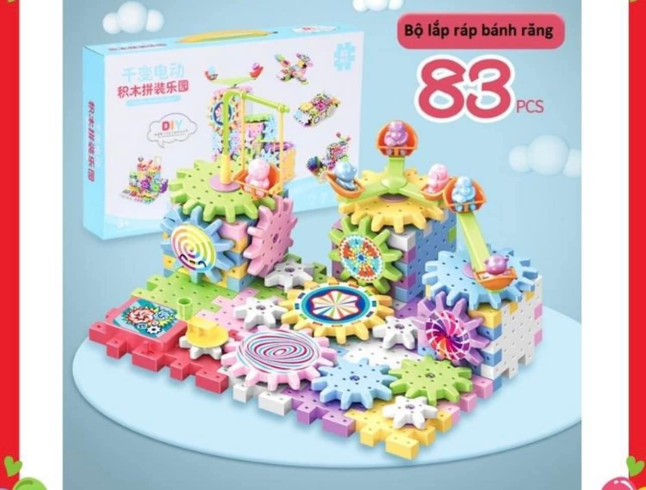 Bộ đồ chơi giáo dục cho bé lắp ráp lego xếp hình phát triển trí tuệ,Khối Vòng Quay Pin Đồ Chơi Giáo Dục Xếp Hình Lắp Ráp Lego Bánh Răng Cho Bé