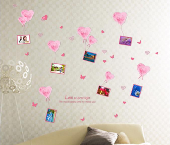 [HCM]Decal trang trí khung ảnh trái tim hồng