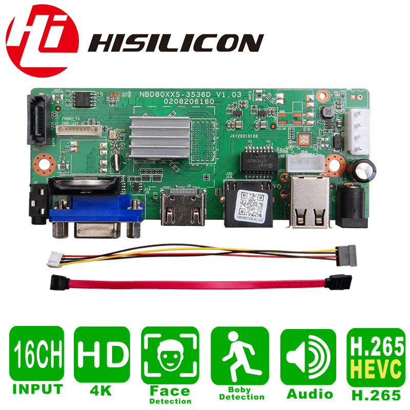 Xmeye bo mạch ghi âm ip ethernet rj45 nvr 16ch 4k hisilicon hi3536e nbd8016s-kl-v2 p 2p miễn phí onvif hdmi sata