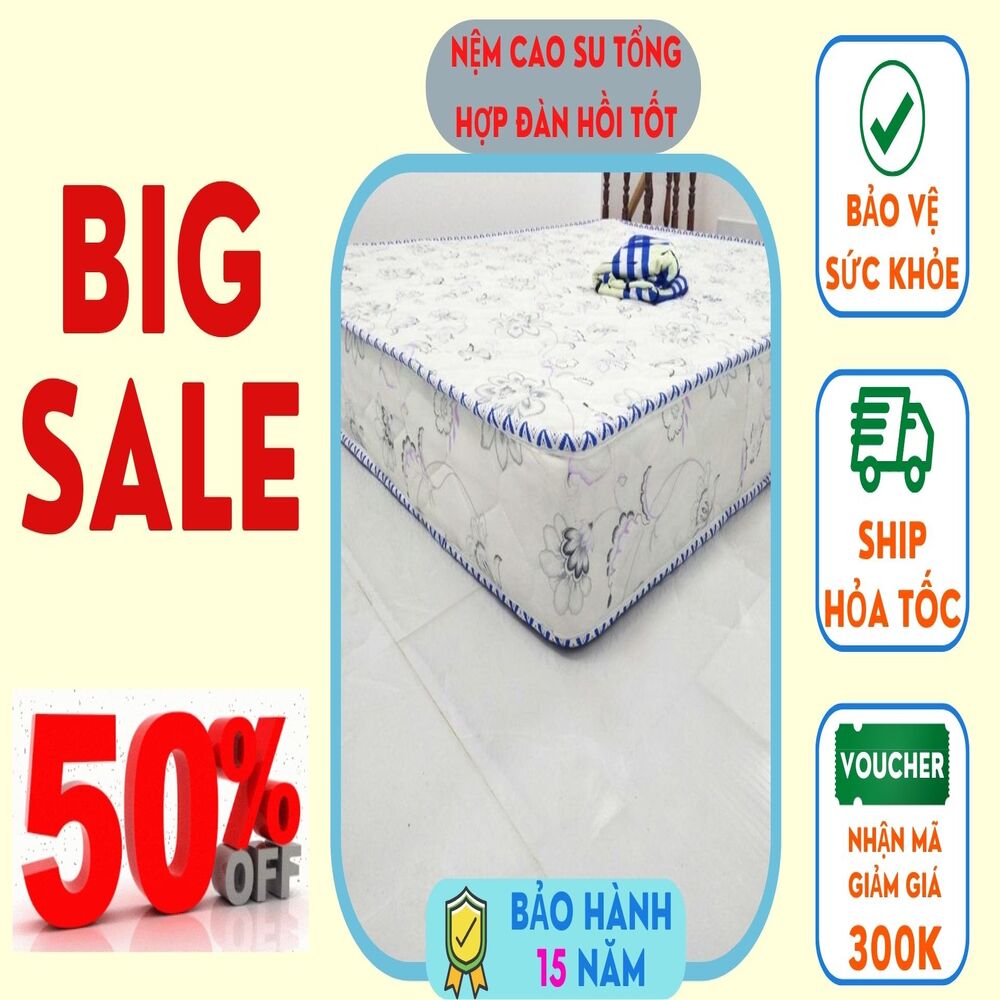 Nệm cao su non tổng hợp diamond luxury 1m6x2mx10cm cao cấp sang trọng TẶNG 1 GRA BỌC NỆM -FREE SHIP MAX