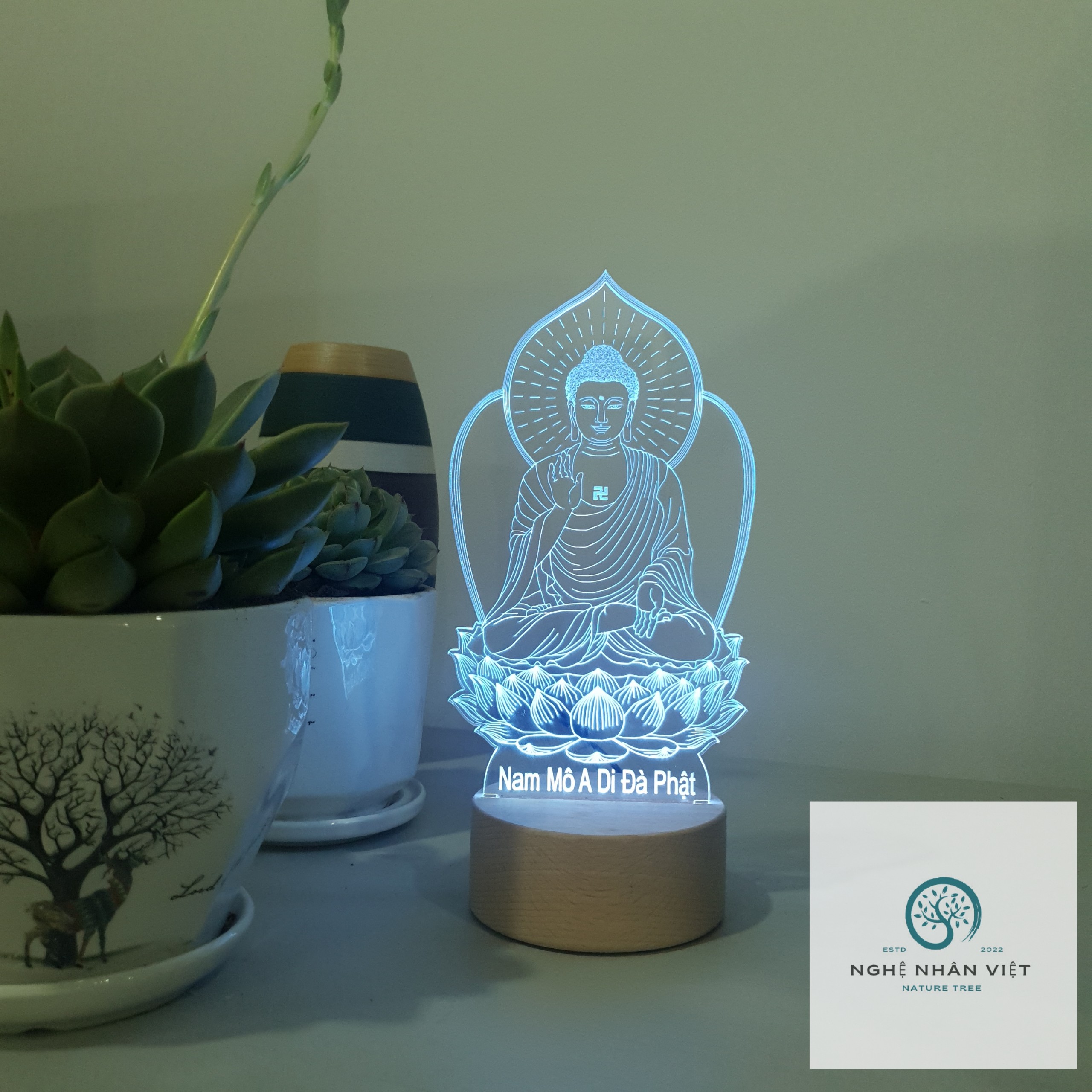 Đèn 3D Decor Phật A Di Đà