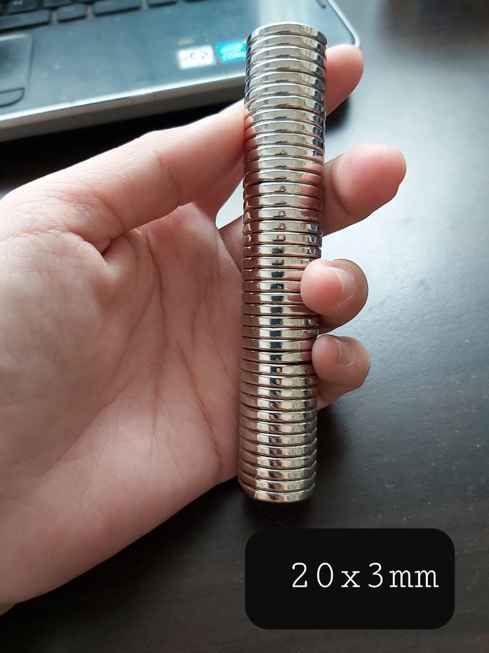 Nam châm viên tròn 20x3 mm - 1 set 10v