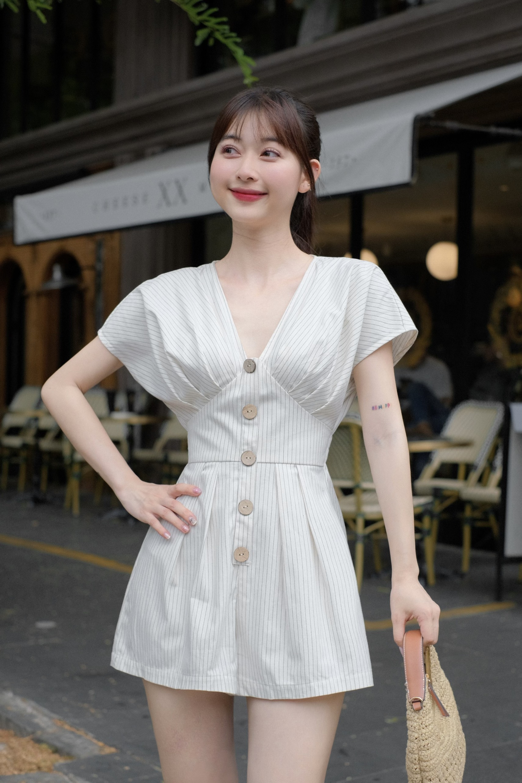 Jumpsuit JENNIE - Jum quần xòe tay dài cột nơ