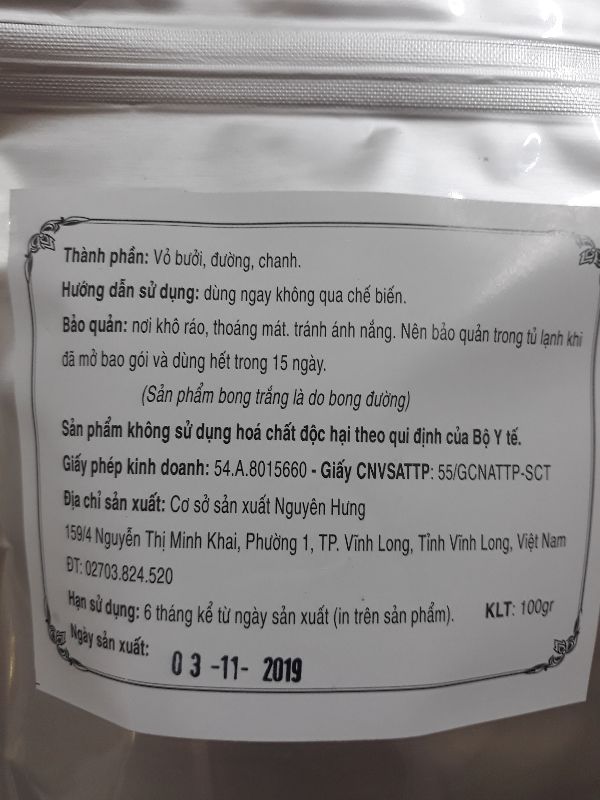 vỏ bưởi sấy dẽo mekong 100gr