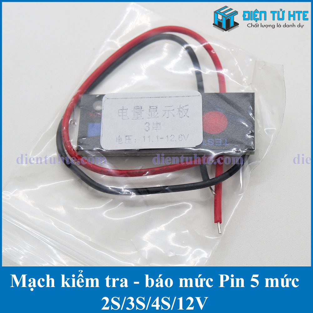 Mạch kiểm tra báo mức Pin Lithium 2S/3S/4S/12V Acquy