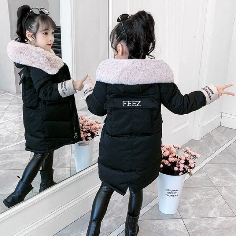 2021 new Children Girl Jacket Thick Long Winter Warm Coat Fashion parka Hooded Outerwear Clothes For Kids girls clothing
