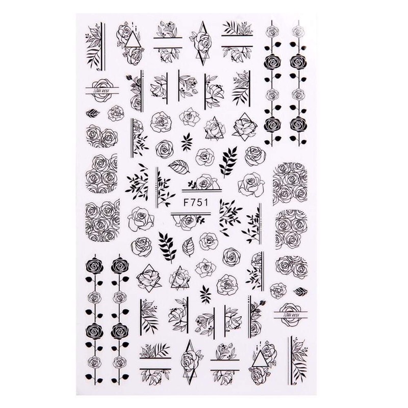 Sticker đen trắng dán móng siêu đẹp