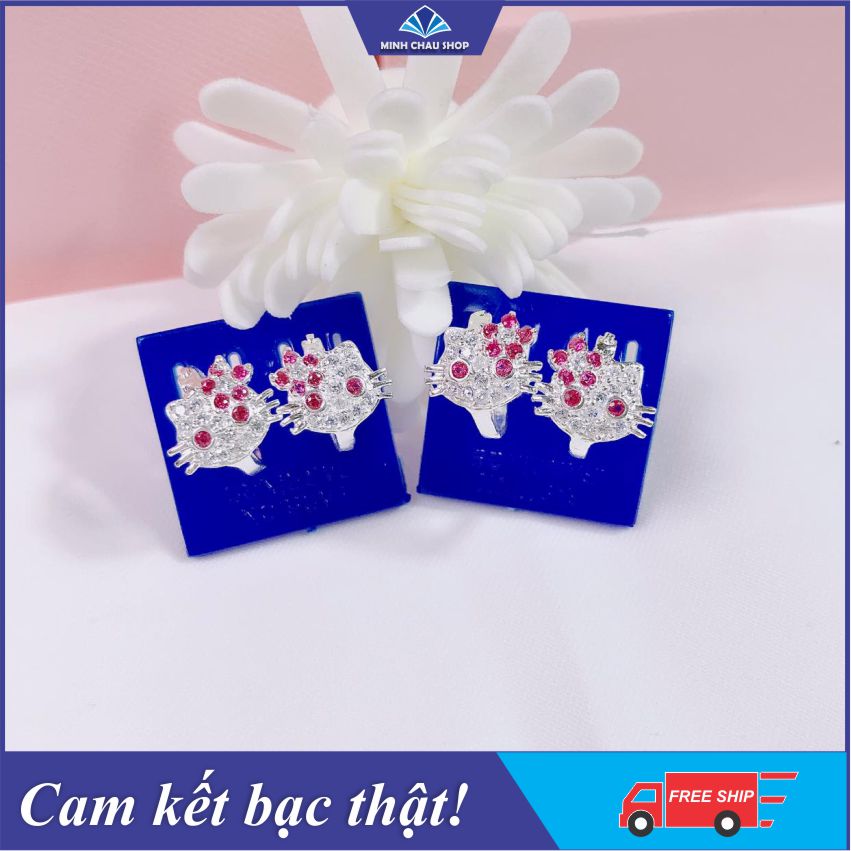 Bông tai bạc Hello kitty cho bé