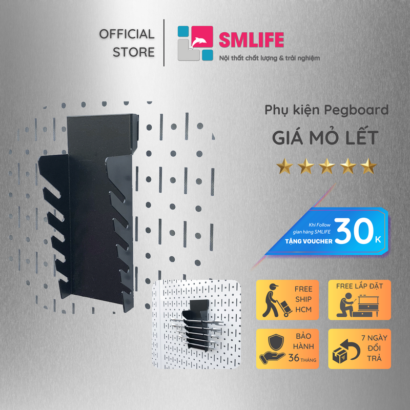 Giá mỏ lết Pegboard - Giá treo bằng thép sơn tĩnh điện - Phụ kiện móc treo dụng cụ Pegboard