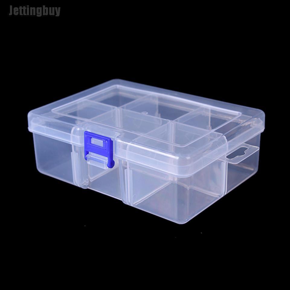 Jettingbuy Multi 6 Compartments Fishing Tackle Box Transparent Plastic Fishing Box Storage (Color: Transparent)