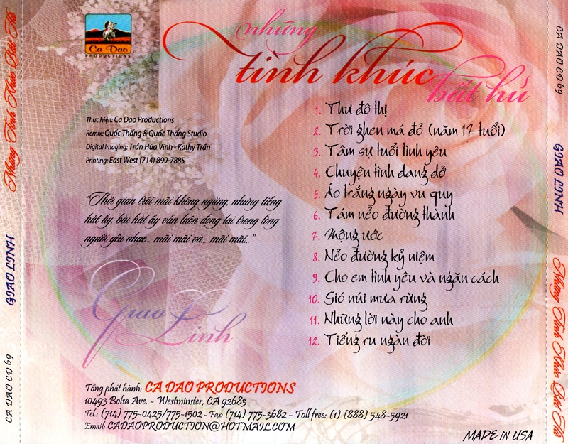 Bộ 5 đĩa CD nhạc tiếng hát Giao Linh 1