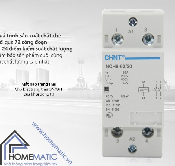 Khởi động từ 1 pha CHINT NCH8 63A