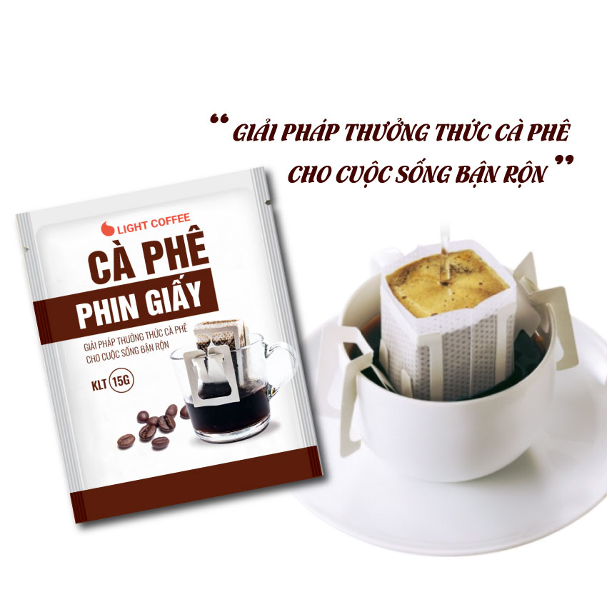 Combo 5 túi Cà phê phin giấy Light Coffee - túi 15gr