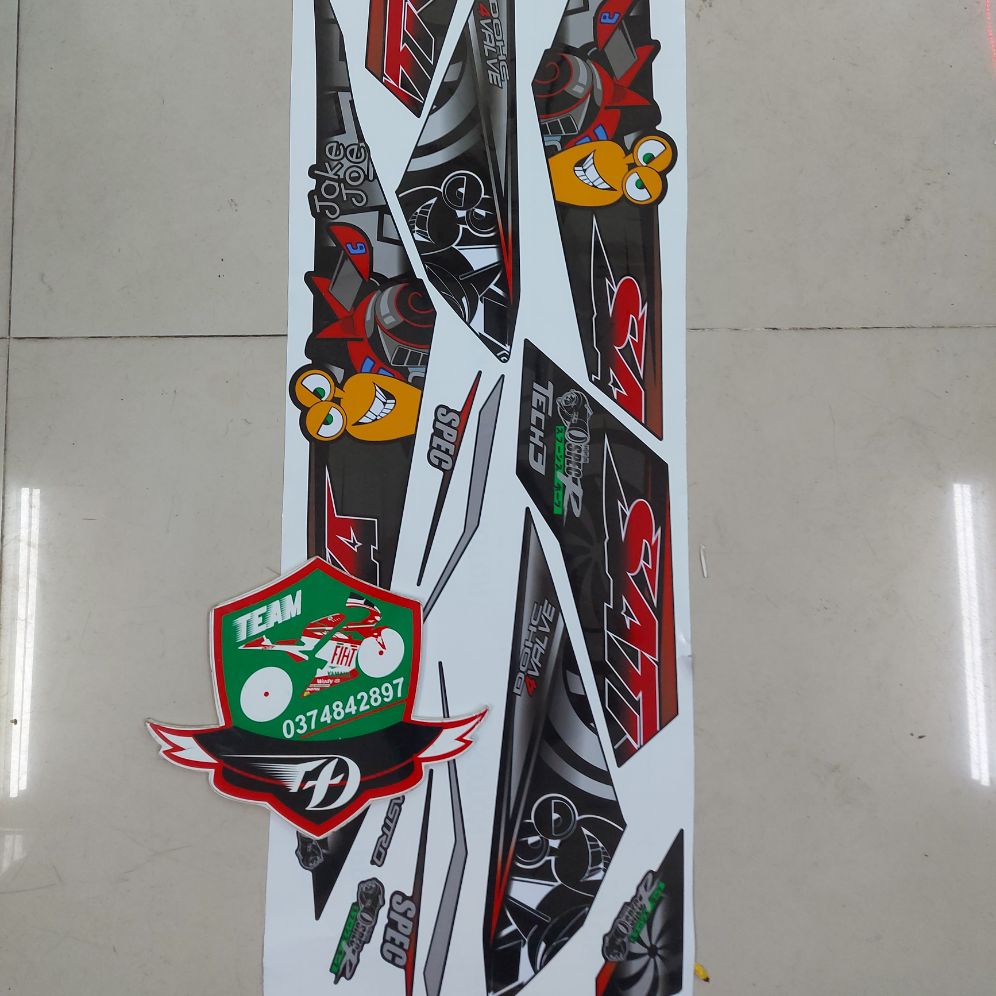 [HCM]Tem xe satria mẫu tem ốc sên cao cấp dán xe đen  xe đỏ