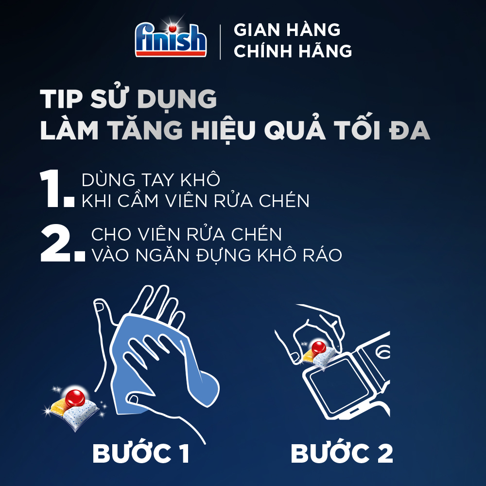 Viên Rửa Chén Bát Finish Powerball Quantum Powerful Clean & Shine 64 viên