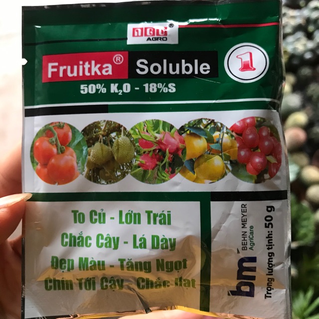 Phân bón fruitka 50%kali - chống rụng trái,to củ,lớn trái,ngọt quả 50g