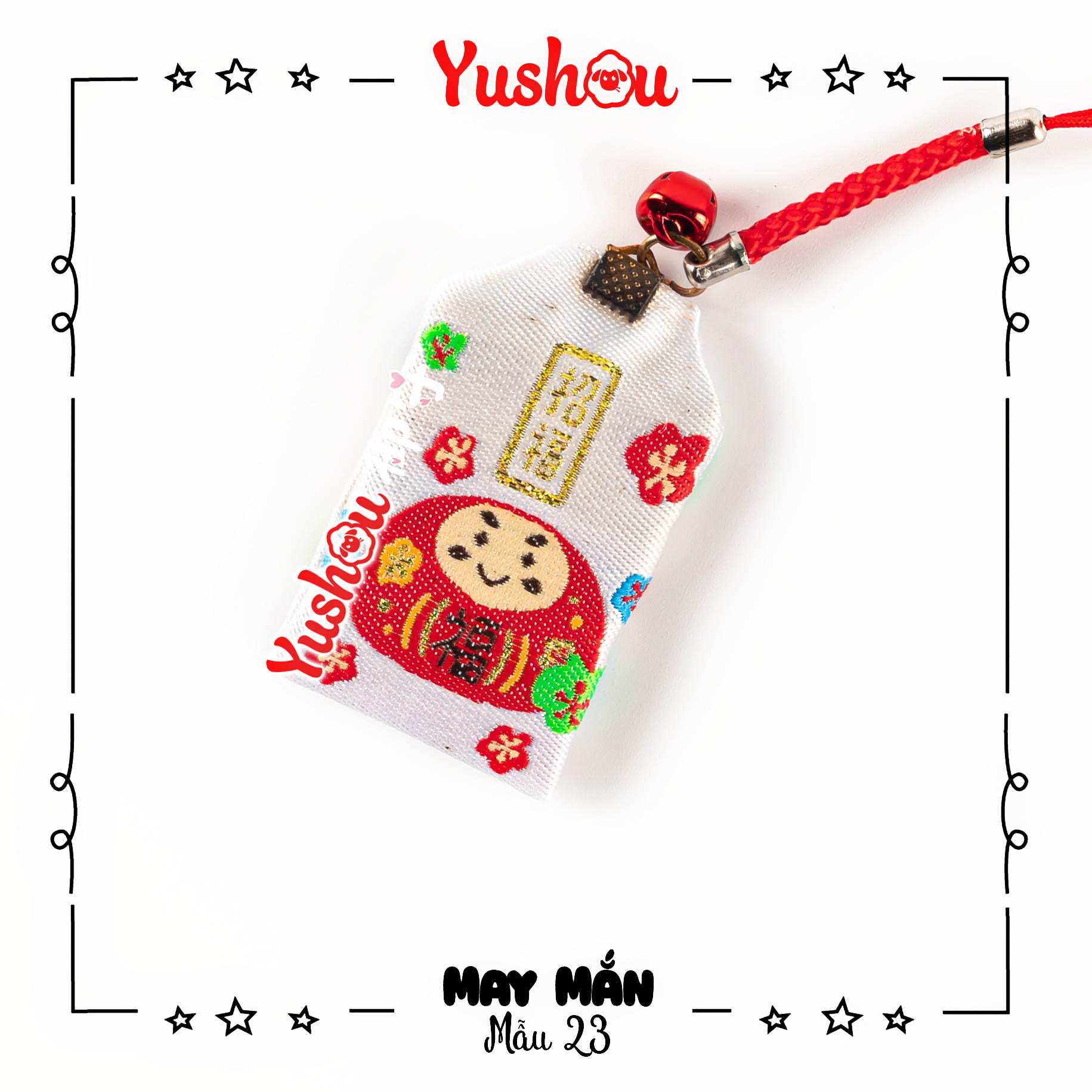 Móc Khóa Yushou May Mắn - Daruma (Kiểu Omamori), Có sẵn