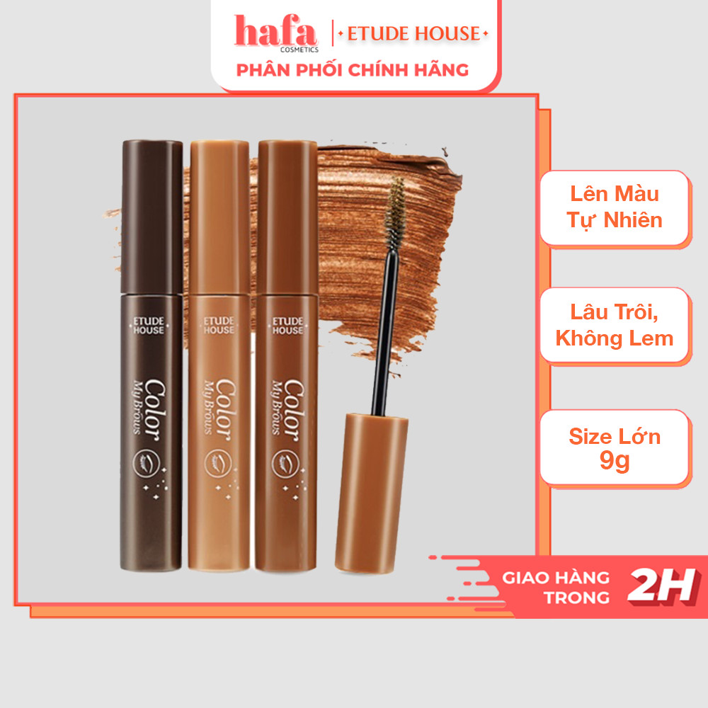 Mascara Định Hình Và Tạo Màu Chân Mày Etude House Color My Brows 9g #01 Rich Brown _ Etude House Chính Hãng