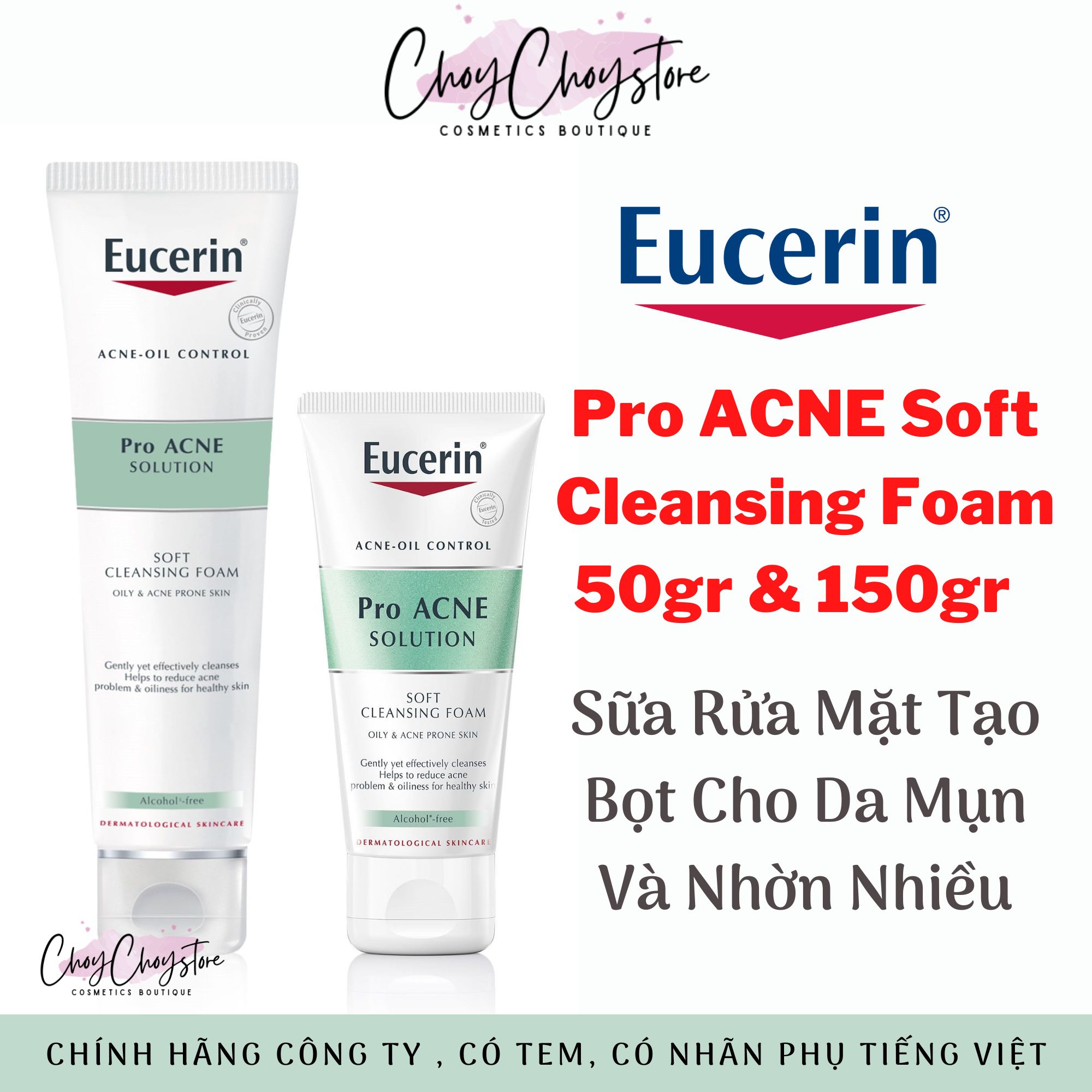 Sữa Rửa Mặt Eucerin Pro Acne Solution Gentle Cleansing Foam - Sữa Rửa Mặt Proacne Cho Da Mụn Tạo Bọt Dịu Nhẹ