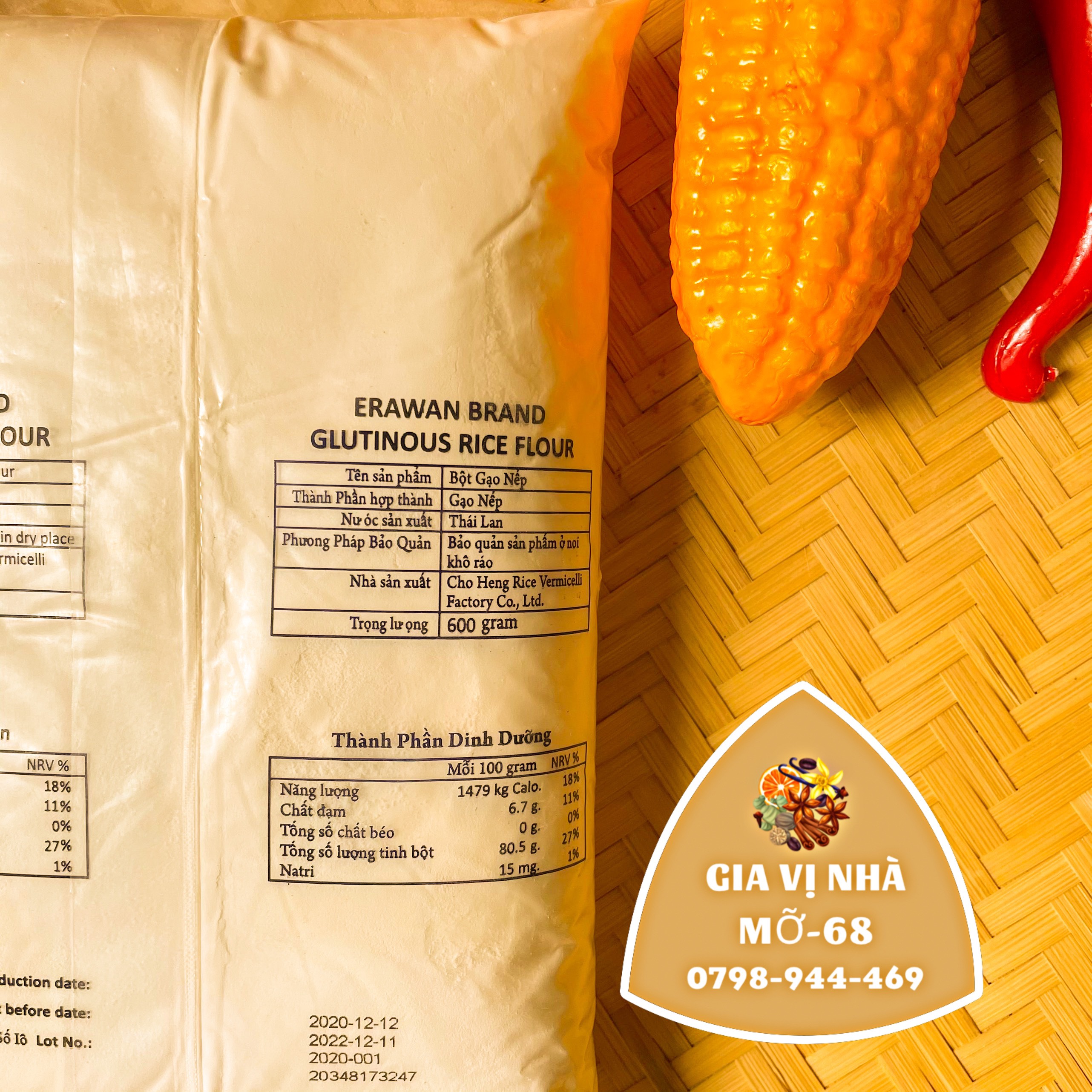 BỘT NẾP THÁI LAN HIỆU CON VOI- 600GR