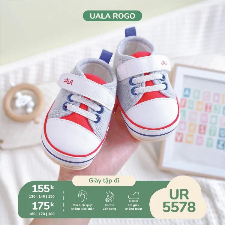 Giày tập đi đế cao su non uala rogo cho bé trai ur5578