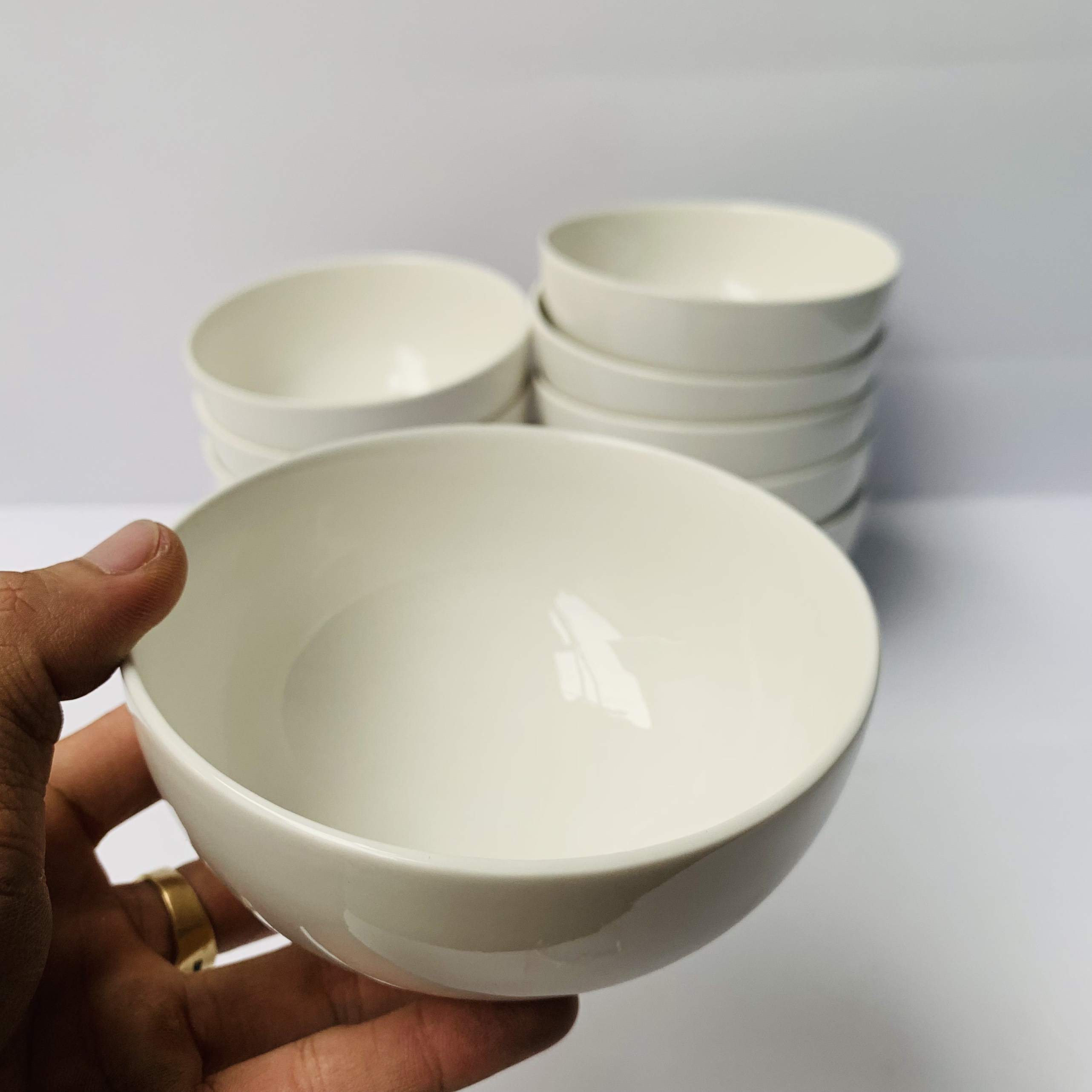 Bộ 10 Chén Sứ (Bát Sứ) Trắng Trơn - Tráng Men Cao Cấp - Chén Sứ, Chén Cơm, Bát Ăn Cơm