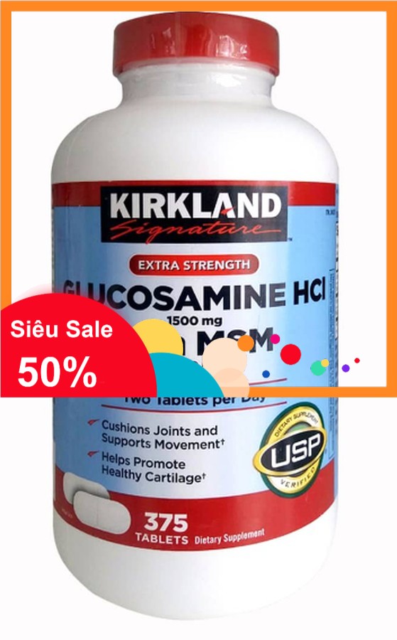 Viên uống xương khớp  glucosamine HCl 1500mg with MSM 1500mg 375 viên