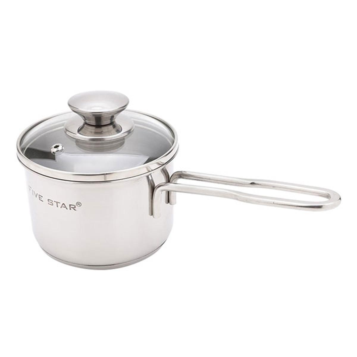 Quánh Inox 430 Bếp Từ 3 Đáy Fivestar Nắp Kính , nồi quấy bột 3 đáy five star , Nồi nấu cháo bột cho bé inox 3 đáy Five Star