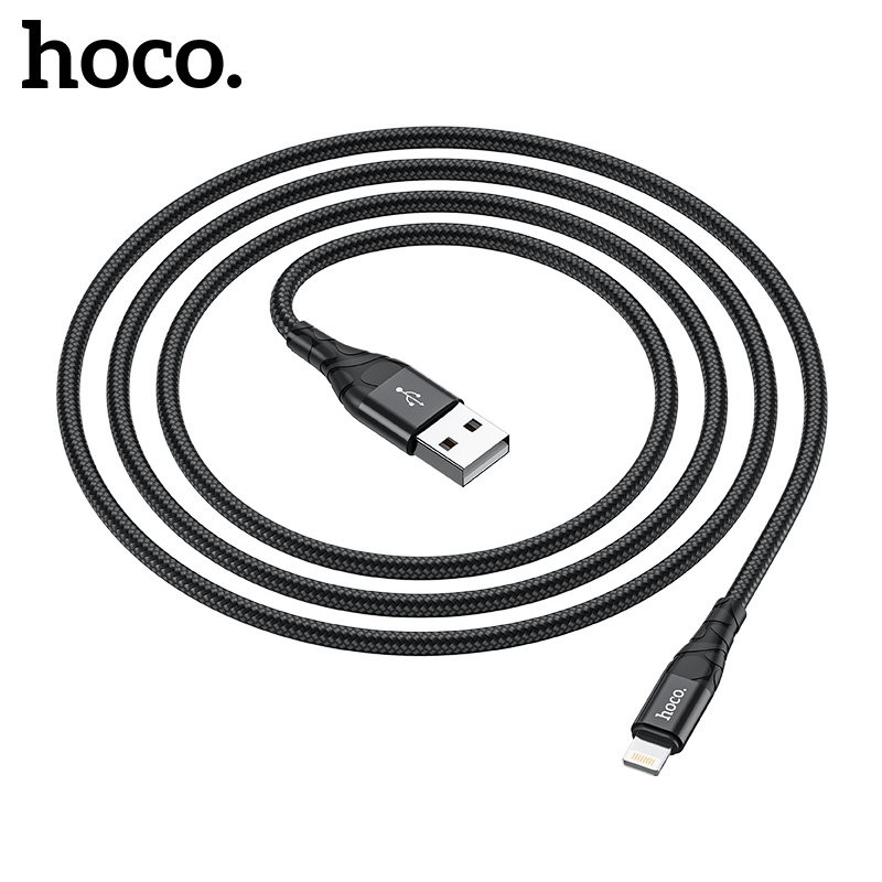 Cáp sạc nhanh Hoco DU02 Plus Lightning 2.4A sạc nhanh cho nhiều dòng iPhone/iPad dây bện dù chống đứt dài 2m