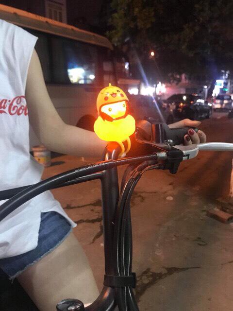 Vịt vàng đội mũ bảo hiểm gắn xe