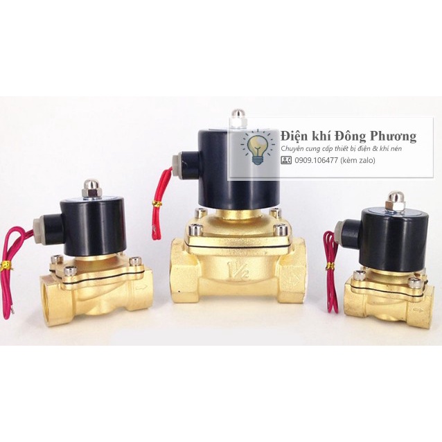 Van điện từ nước phi 13, phi 21, phi 27 - van nước điều khiển bằng điện [LOẠI TỐT Thân đồng dây đồng]