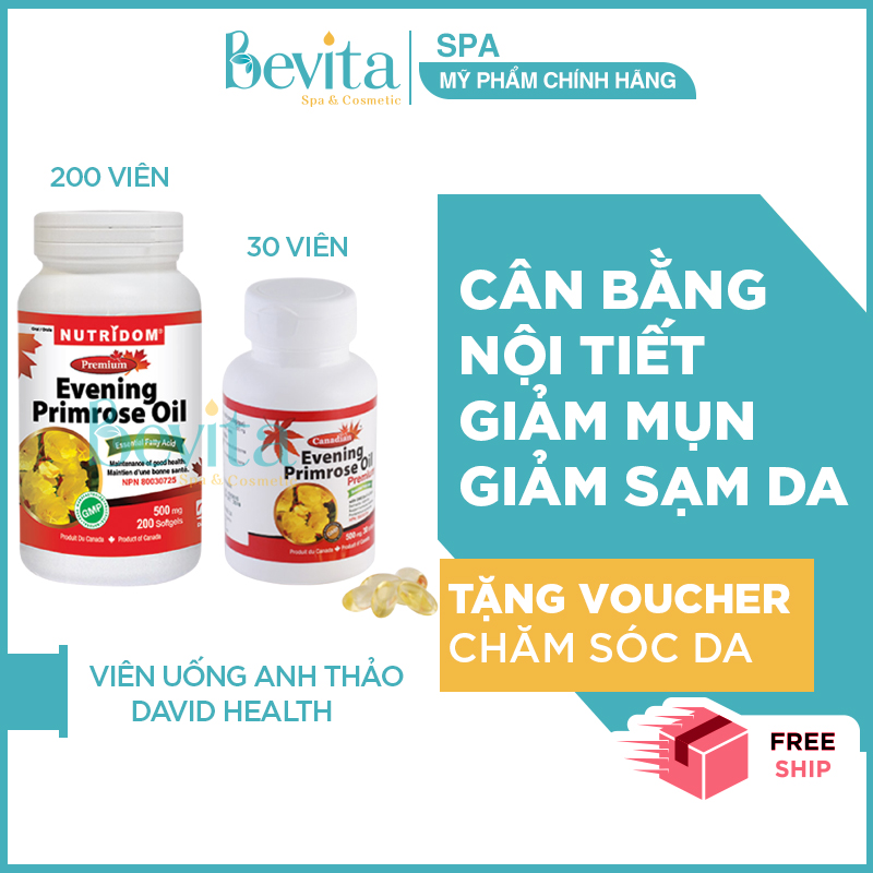 [HCM][Date Mới] Viên Uống Dầu Hoa Anh Thảo David Health Evening Primrose 30 viên Viên Uống Nội Tiết Tố - Bevita