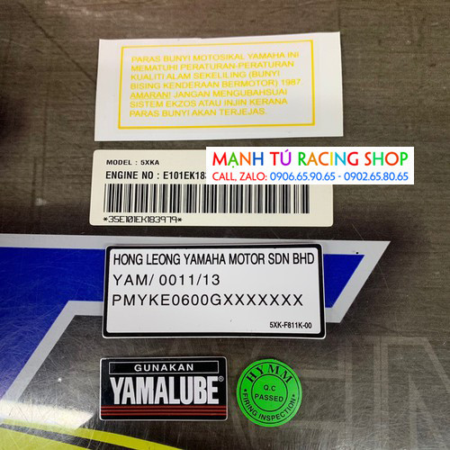 Tem sườn yaz - tem gấp yaz - yaz125 - bộ 5 miếng - dc96